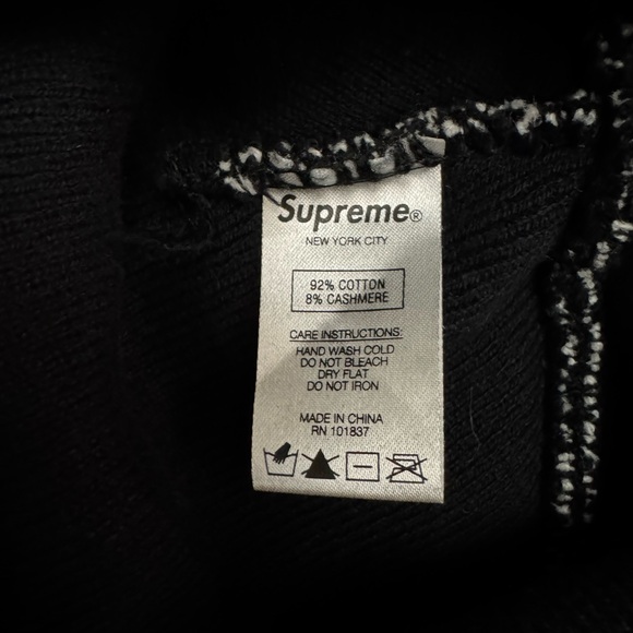 Supreme Black Wrap Big White Logo Cotton Cashmere Beanie GUC - Picture 2 of 6